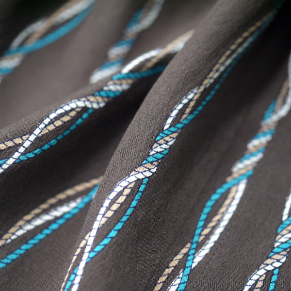 OLD Gucci  シルクブラウス （ロープ柄ストライプ 茶）