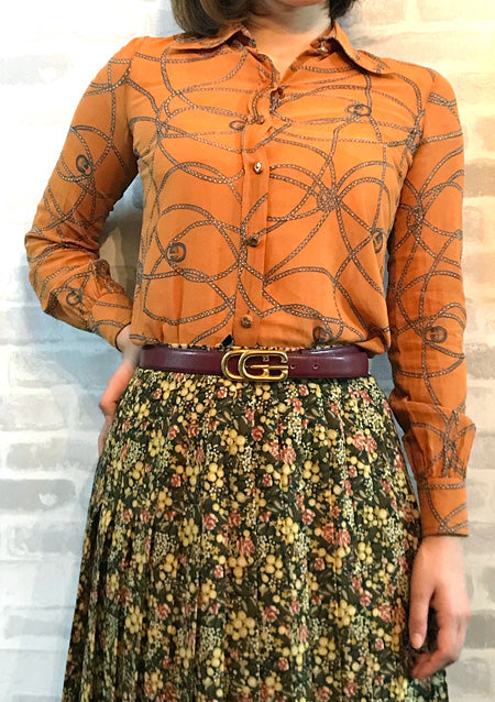 OLD Gucci 　ロープ柄ブラウス (オレンジ)