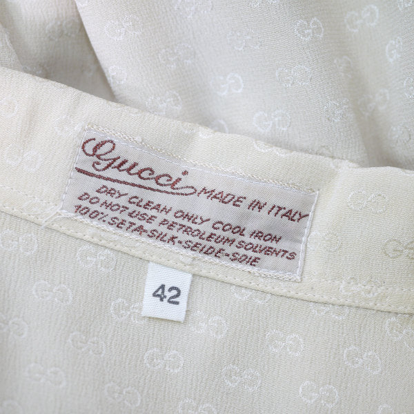 OLD Gucci マイクロGG柄シルクブラウス （ベージュ）