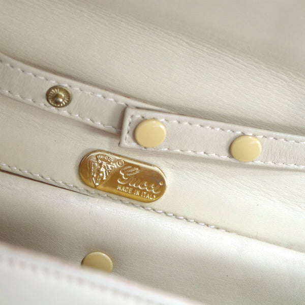 OLD Gucci  レア！タイガーアイ 本革2WAYバッグ（アイボリー）