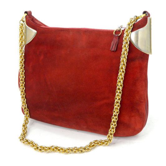 OLD Gucci<使用感あり＞スエード豪華チェーンショルダー（赤）