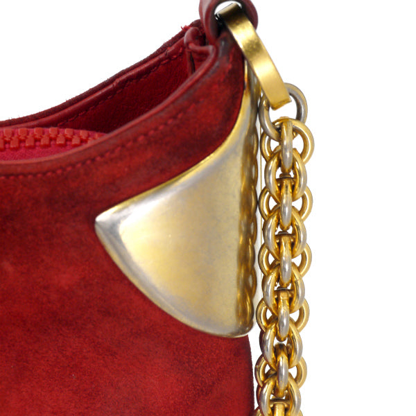 OLD Gucci<使用感あり＞スエード豪華チェーンショルダー（赤）