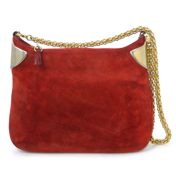 OLD Gucci<使用感あり＞スエード豪華チェーンショルダー（赤）