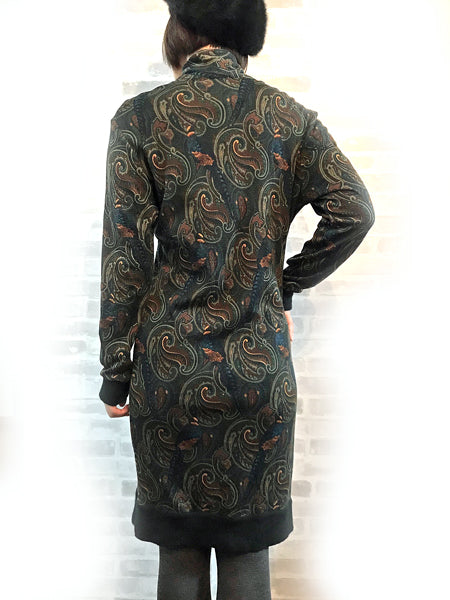 OLD Gucci ペイズリー柄ドレープタートルワンピース（緑系）