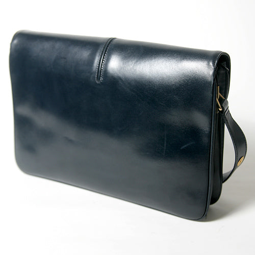 OLD Gucci　ビット金具総革ショルダー（ネイビー）