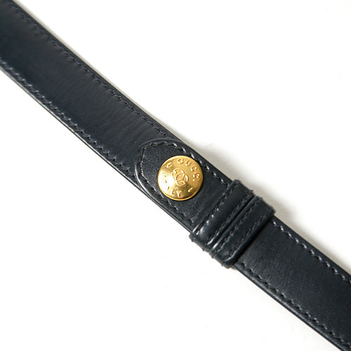 OLD Gucci　ビット金具総革ショルダー（ネイビー）