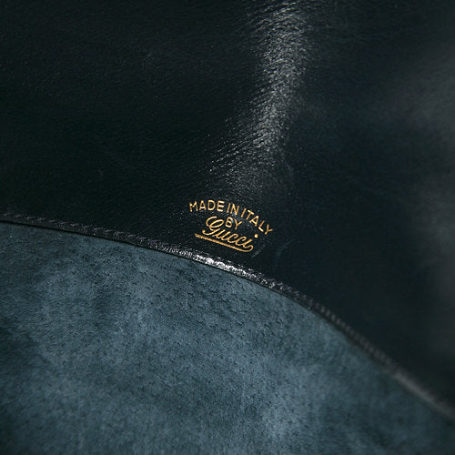 OLD Gucci　ビット金具総革ショルダー（ネイビー）