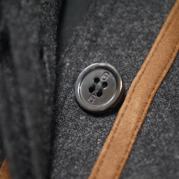 OLD Gucci レザーライン ウールワンピース（チャコールグレー）