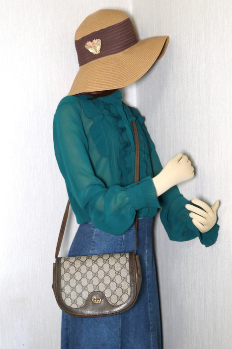 OLD Gucci  ２Way半円ポシェット(茶)