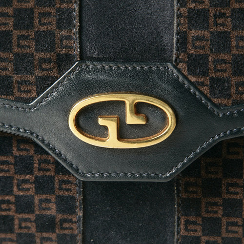 OLD Gucci チェーンクラッチバッグ（茶スエード）