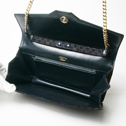 OLD Gucci チェーンクラッチバッグ（茶スエード）