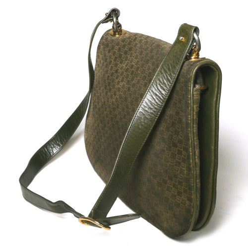 OLD Gucci ７０ｓデカGG金具ワンショルダー（緑スエード）