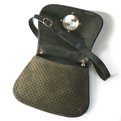 OLD Gucci ７０ｓデカGG金具ワンショルダー（緑スエード）