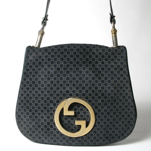 OLD Gucci  ７０ｓスクエアGGショルダー（紺スエード）