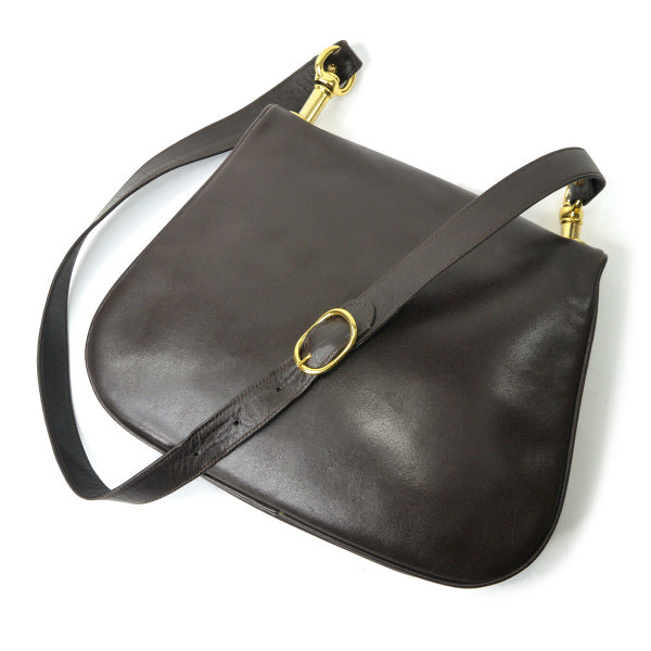 OLD Gucci  70s総革インターロッキングGショルダー（濃茶）