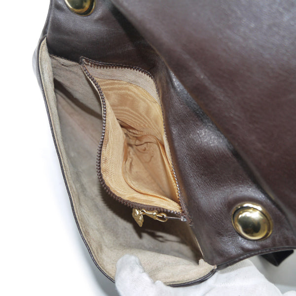 OLD Gucci  70s総革インターロッキングGショルダー（濃茶）