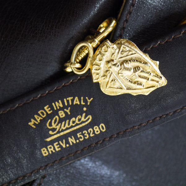 OLD Gucci  70s総革インターロッキングGショルダー（濃茶）