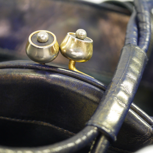 OLD Gucci  レア！編み込みレザーがま口ショルダー（紫）