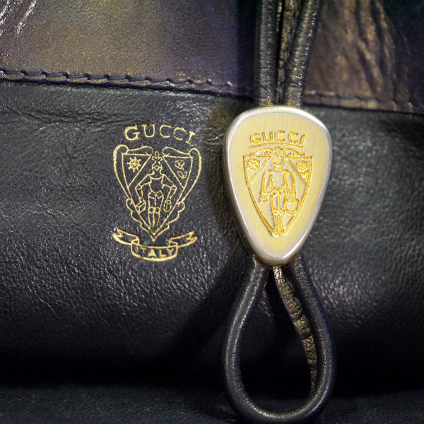 OLD Gucci  レア！編み込みレザーがま口ショルダー（紫）