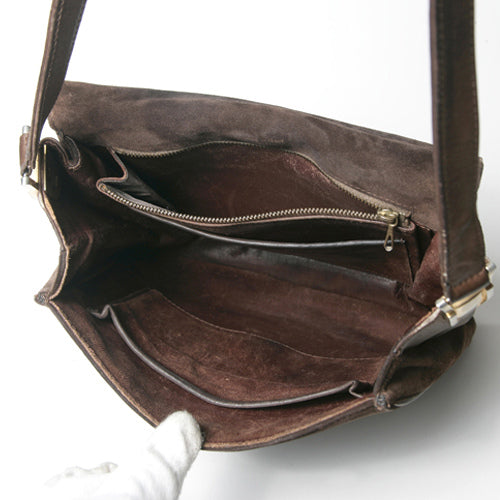 OLD Gucci スエード茶ショルダー（財布付き）
