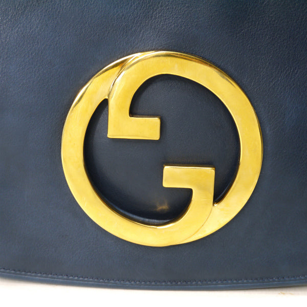 OLD Gucci  70s総革インターロッキングGクラッチバッグ（紺）