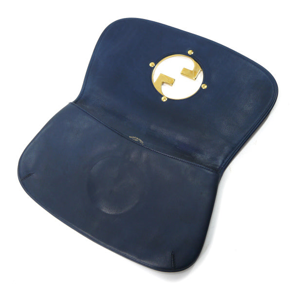 OLD Gucci  70s総革インターロッキングGクラッチバッグ（紺）