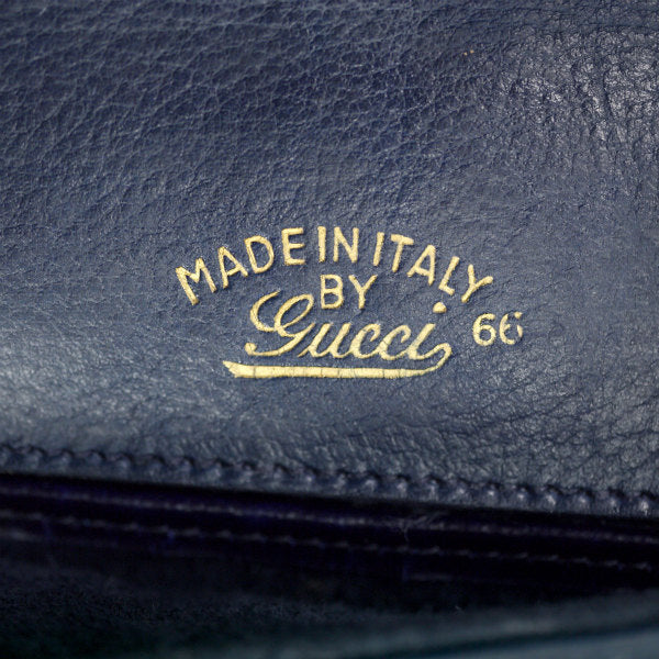 OLD Gucci  70s総革インターロッキングGクラッチバッグ（紺）