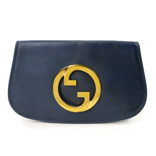 OLD Gucci  70s総革インターロッキングGクラッチバッグ（紺）