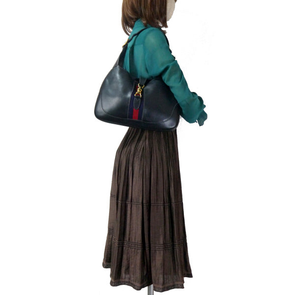 OLD Gucci 　総革シェリー2WAYジャッキーバッグ（濃紺）