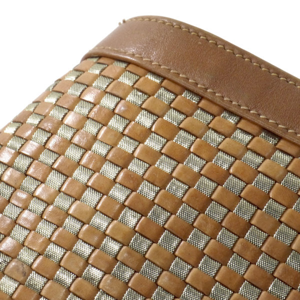 OLD Gucci リバーシブル!!編み込みレザーバンブーバッグ（茶・大）