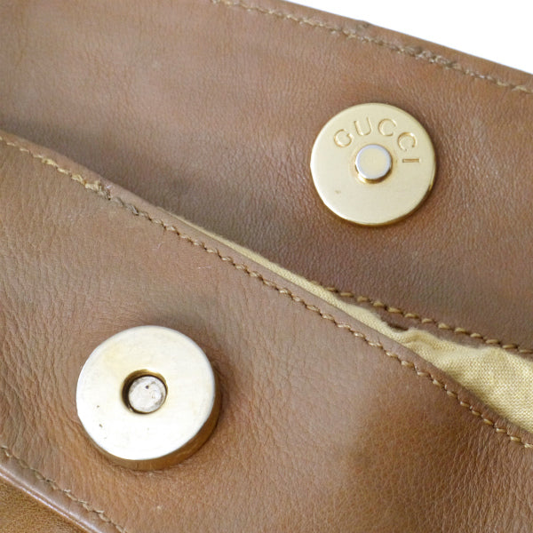 OLD Gucci リバーシブル!!編み込みレザーバンブーバッグ（茶・大）