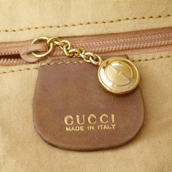 OLD Gucci リバーシブル!!編み込みレザーバンブーバッグ（茶・大）
