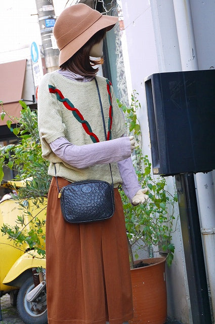 OLD Gucci オーストリッチ総皮ポシェット（黒）