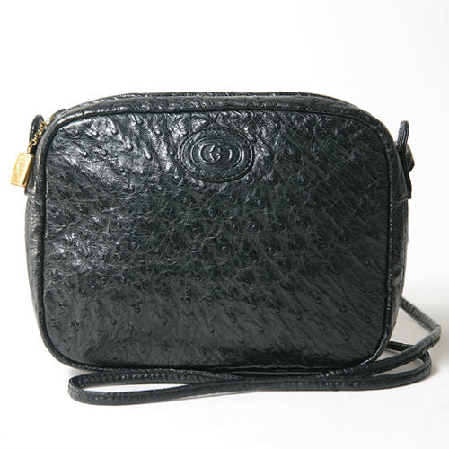 OLD Gucci オーストリッチ総皮ポシェット（黒）