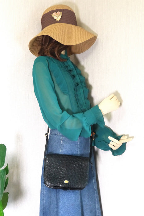 OLD Gucci オーストリッチ総皮ポシェット（黒）