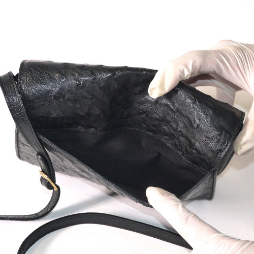 OLD Gucci オーストリッチ総皮ポシェット（黒）