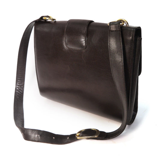 OLD Gucci 総革GGマーク斜めがけショルダー(濃茶)