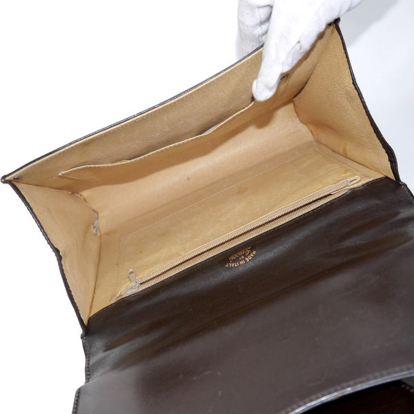 OLD Gucci 総革GGマーク斜めがけショルダー(濃茶)