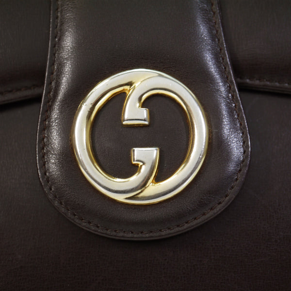 OLD Gucci 総革GGマーク斜めがけショルダー(濃茶)