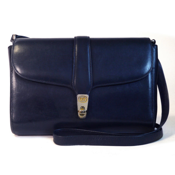 OLD Gucci　総皮ミニクラッチ＆ショルダー（紺）