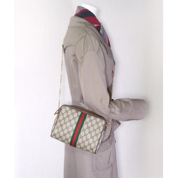 OLD Gucci PARFUM　チェーン付きポーチショルダー（茶・小）