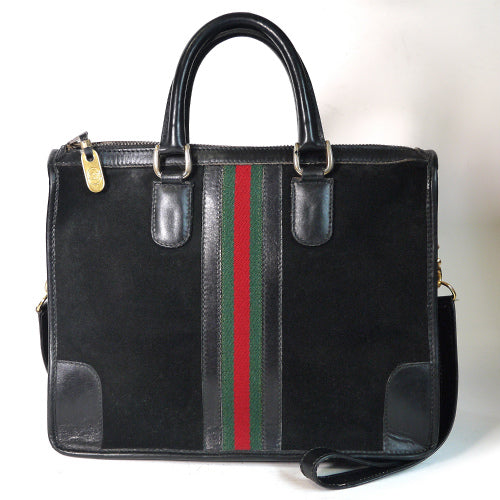 OLD Gucci ＜訳あり＞２way縦シェリーバッグ（黒・スエード）