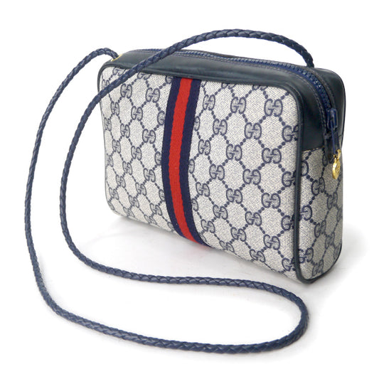 OLD Gucci　ショルダー付きポーチショルダー（青・小）