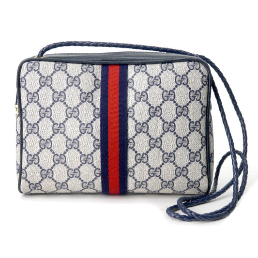 OLD Gucci　ショルダー付きポーチショルダー（青・小）