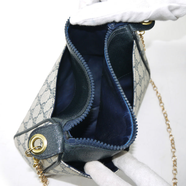 OLD Gucci 　チェーンショルダー付シェリーポーチ（青）