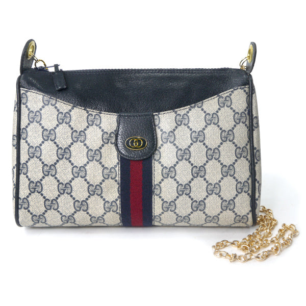 OLD Gucci 　チェーンショルダー付シェリーポーチ（青）