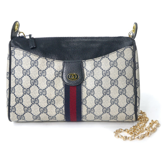 OLD Gucci 　チェーンショルダー付シェリーポーチ（青）