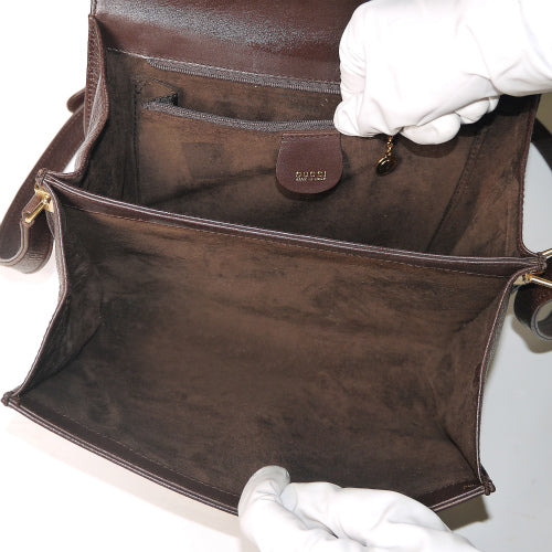OLD Gucci 型押しレザーショルダー（茶）