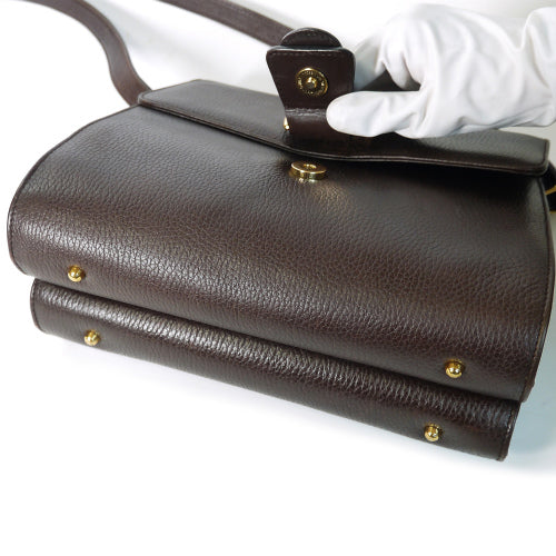 OLD Gucci 型押しレザーショルダー（茶）