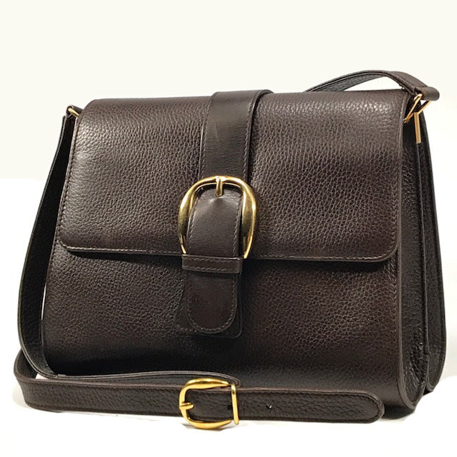 OLD Gucci 型押しレザーショルダー（茶）